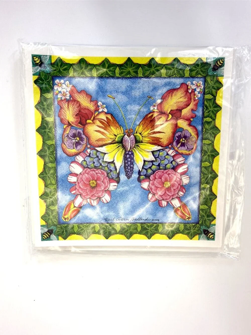 Vintage Mark Allen Ballard 1998 Butterfly Floral Notecard Set